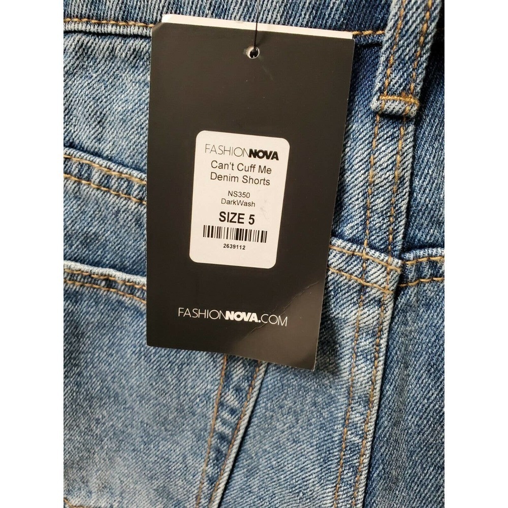 Fashion‎ Nova Women Blue Cotton Dark Wash Cant Cuff me Denim Jeans Shorts Size 5